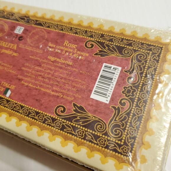 New Saponificio Artigianale Fiorentino Italy Boxed Soap 3 x 4.4oz Rose Scented - Picture 9 of 10